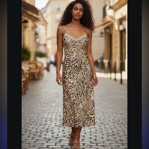 THIRTY / THIRTY Leopard Print Slip Dress Size Medium